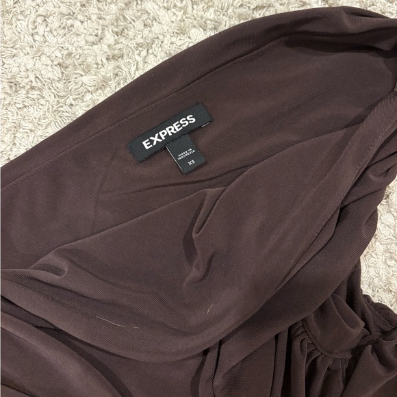 Express Brown One Shoulder Rouched Cropped Top - Picture 6 of 8
